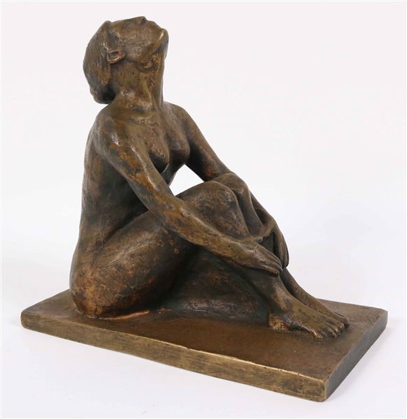 Gilt-Bronze Figure of Seated Nude Woman