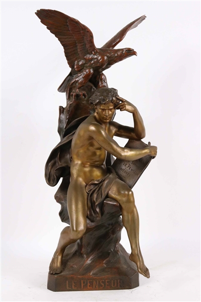 Emile Louis Picault, Bronze Statue, Le Penseur