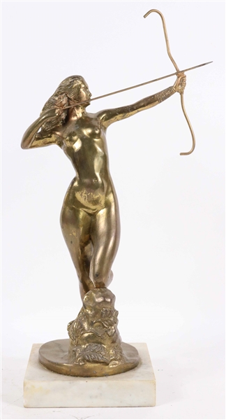 Gilt-Metal Figure of Diana the Huntress Fountain