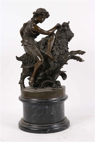 Michel Claude Clodion, Bronze, Bacchante on Goat