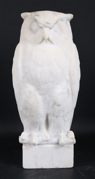 White Marble Sculpture of an Owl