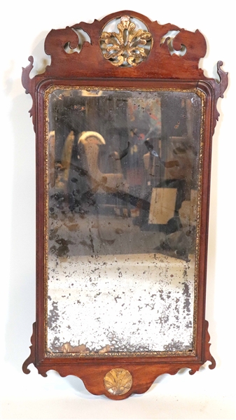 Queen Anne Parcel-Gilt Mahogany Looking Glass