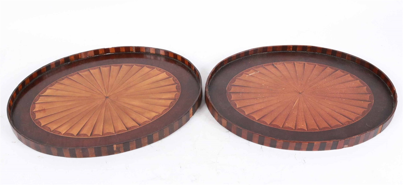 Pair of Federal Paterae-Inlaid Serving Trays