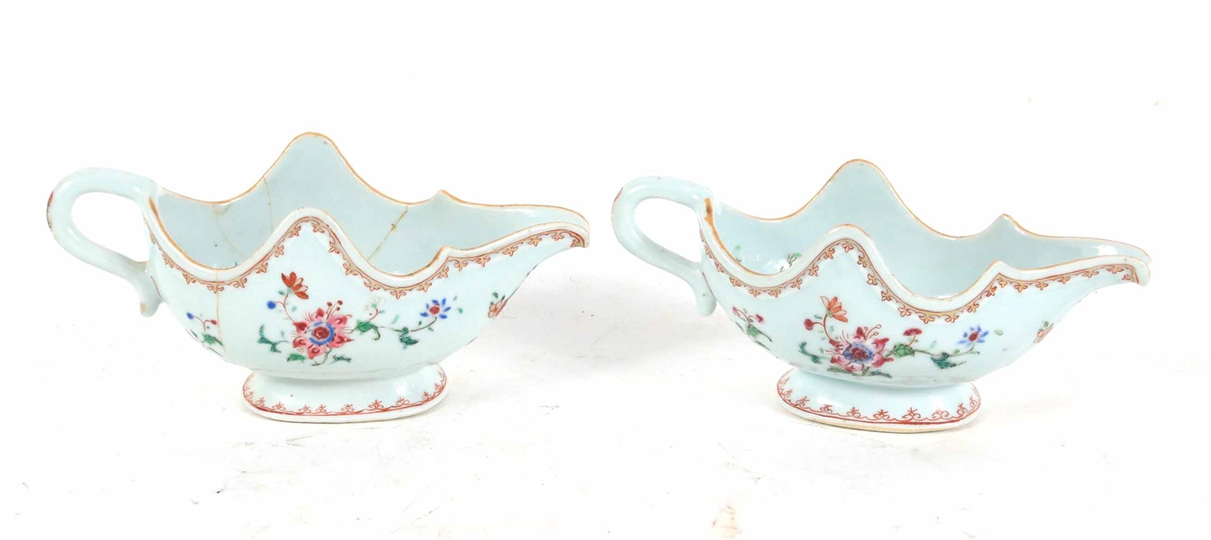 Pair of Chinese Export Gravy Boats
