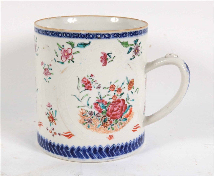 Molded Floral Decorated Chinese Export Tankard