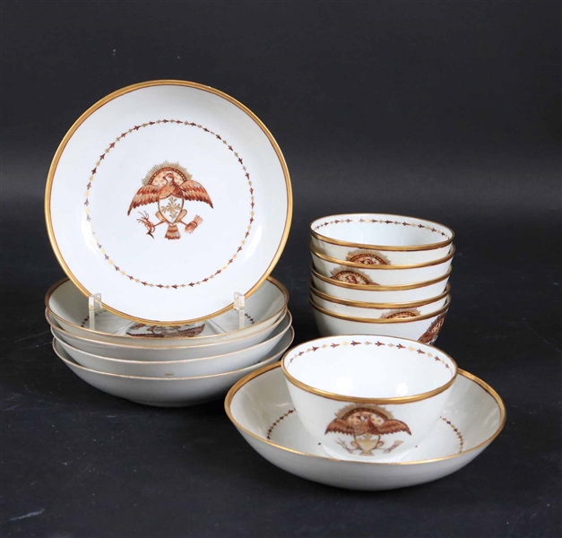 Six Chinese Export Tea Bowls and Saucers