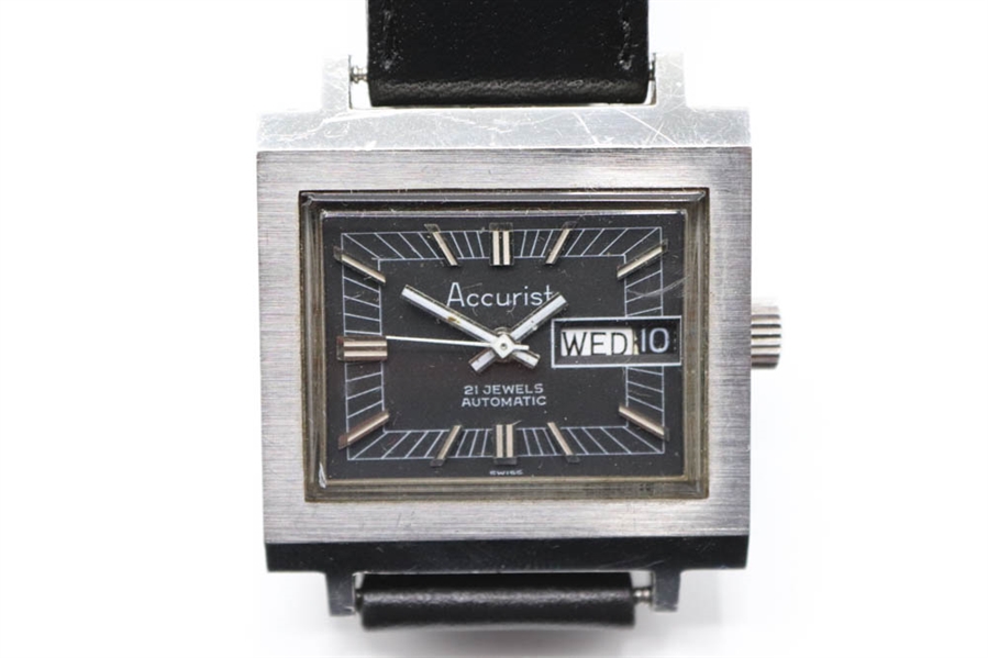 Vintage Accurist Square Day Date Automatic Watch