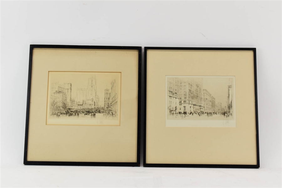 Two W Walcot Signed Etchings of New York City