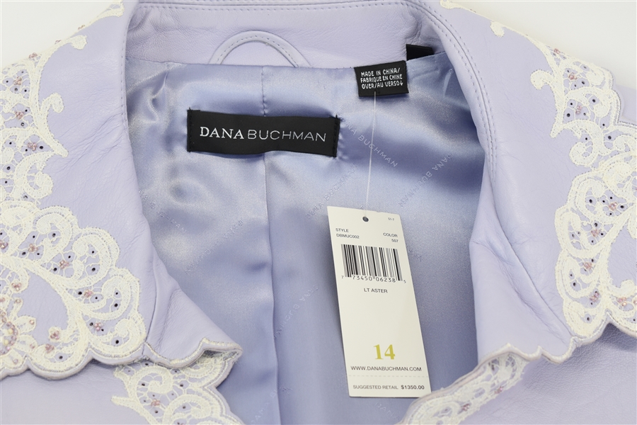 Dana Buchman - Lavender Leather Open Front Jacket Sz 8 – Current