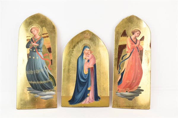 Three Italian Religious Icon Gilt Painted Panels