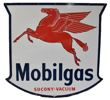 Enamel Two-Sided Pegasus Mobilgas Two-Sided Sign