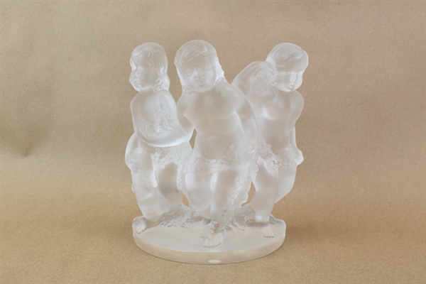 Lalique Frosted Cherub Putti Luxembourg Bookend