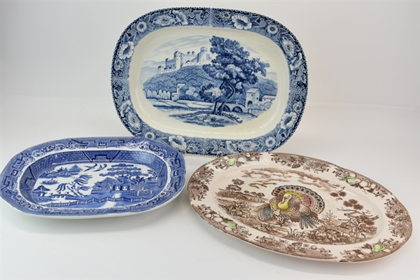 Three Assorted Vintage Transferware Platters