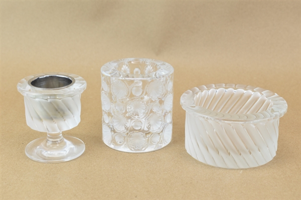 Three Assorted Vintage Lalique Glass Articles