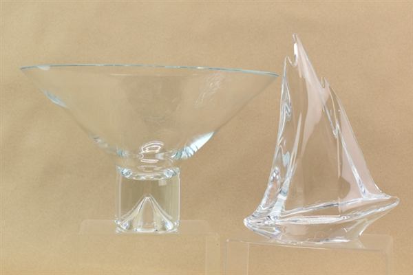 Large Modern Glass Bowl & Daum Sailboat