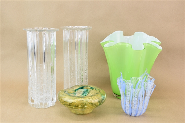 Pair of Hadeland Tall Crystal Vases