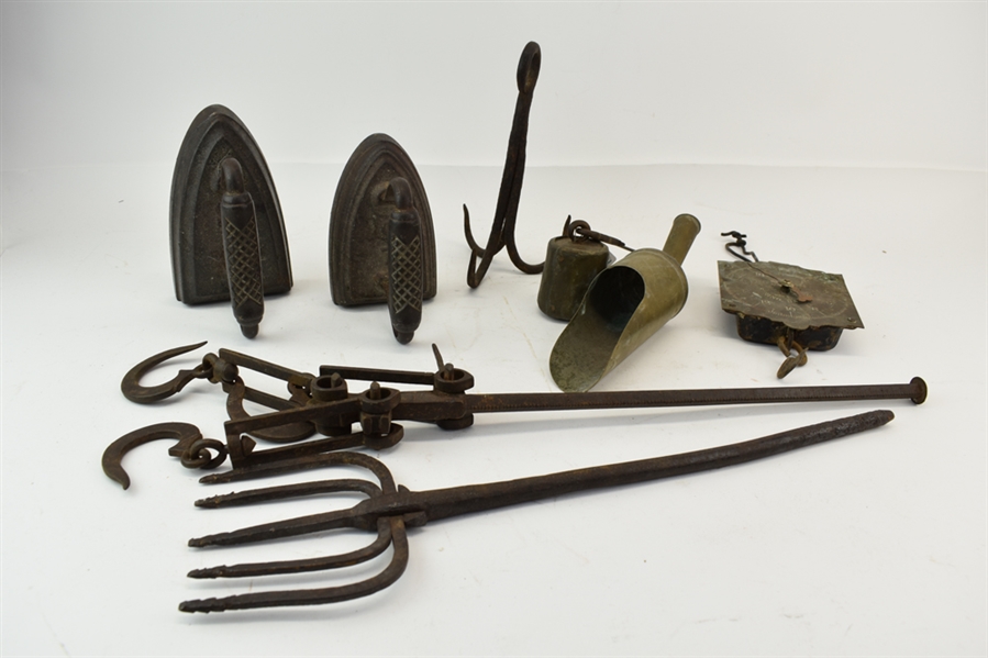 Group of Household Iron Objects, Scale, Hook