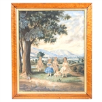 American School, Watercolor, Girls in a Landscape