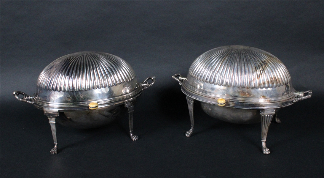Two English Dome Warming Dishes