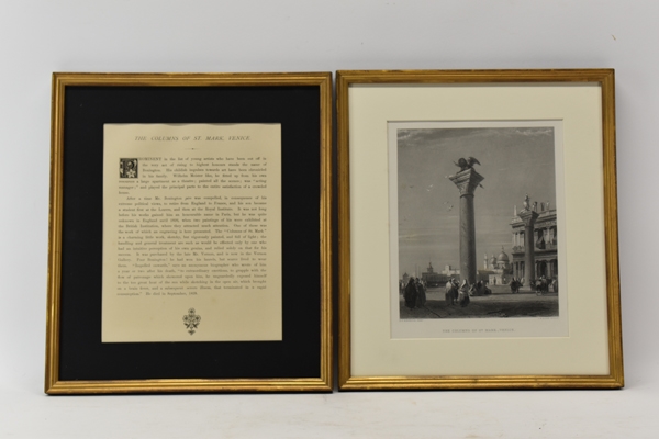 Two Framed Works of Columns of St. Mark, Venice