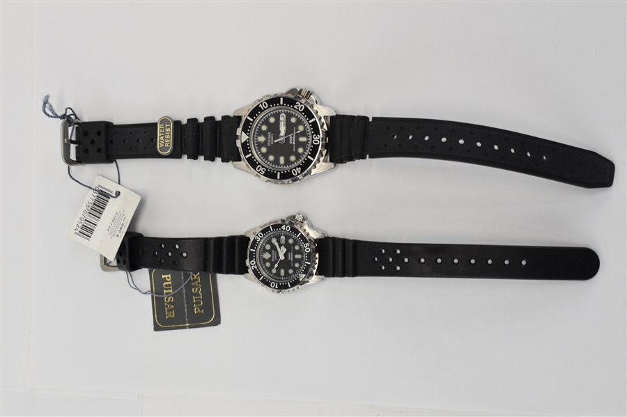 Two Vintage Pulsar Mineral Crystal Diving Watches