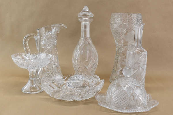 Group of Seven Assorted Cut Crystal Table Items