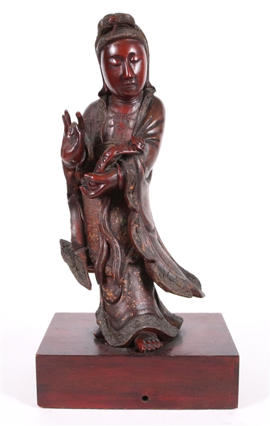 Chinese Carved and Lacquered Guanyin