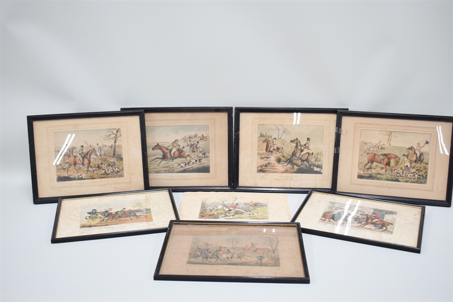 Group of Eight Assorted Hunting Scene Engravings