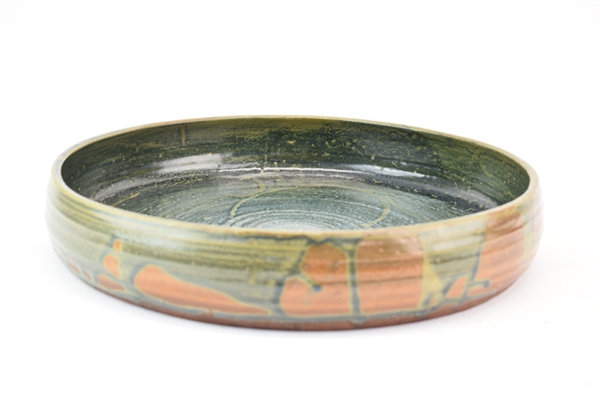 Large Flat Bottom Art Pottery Bowl