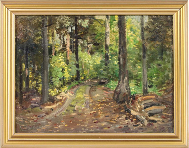 Frank A. Barney, Oil on Board, Forest Scene