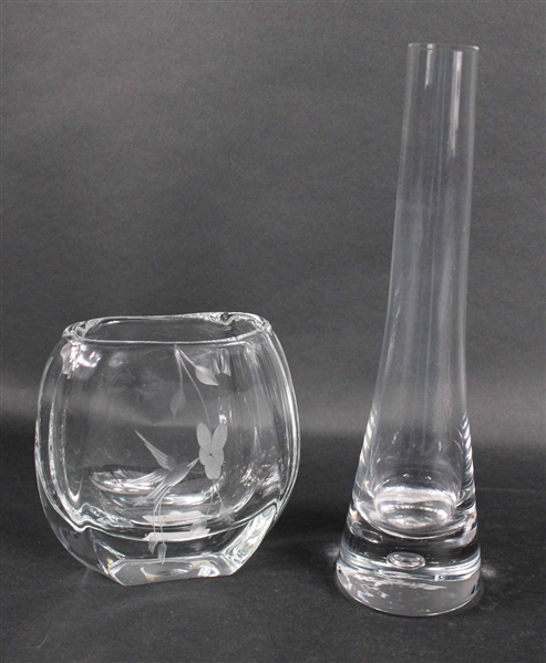 Two Blown Crystal Vases