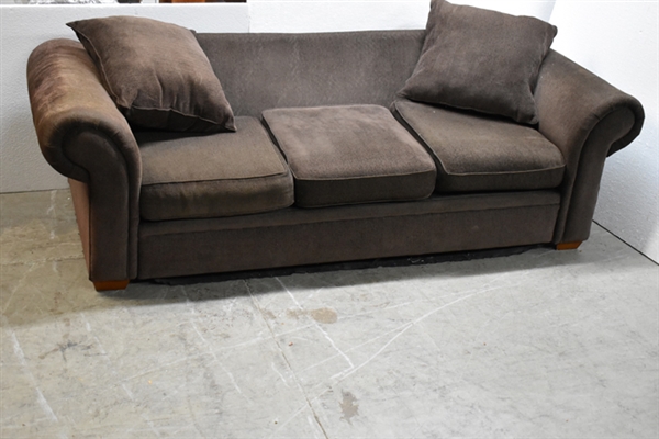 Modern Rolled Arm Brown Sofa