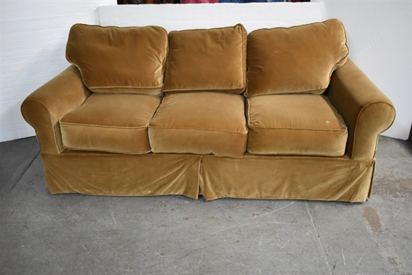 Modern Light Brown Sofa with Rolled Arms