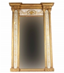 Federal Eglomise Inset Giltwood Pier Mirror