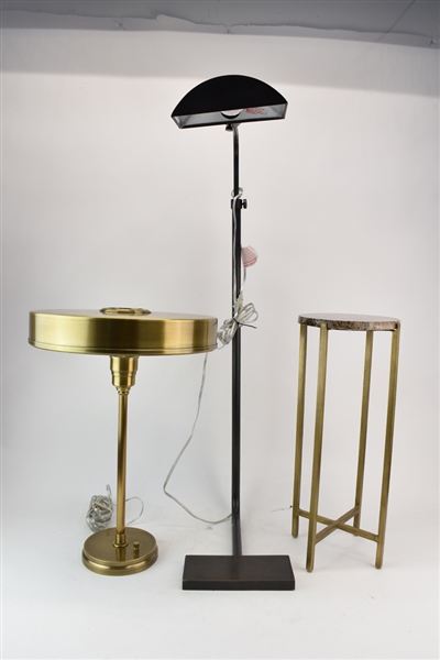 Two Modern Form Lamps with Plant Stand