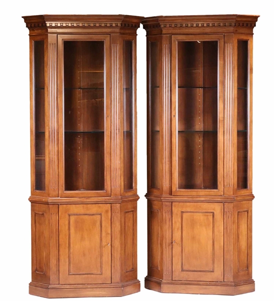 Pair of Georgian Style Maple Corner Cupboards