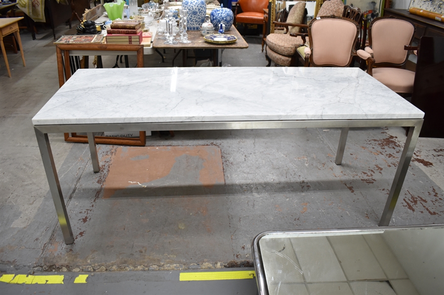 Italian Carrara Marble Top Dining Table