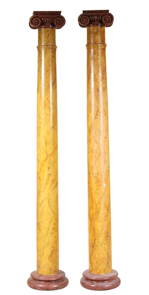 Pair of Faux Marble Painted Columns
