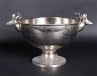 Silver Plated Punch Bowl with Stag Handles