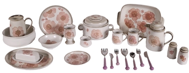Partial Set of Denby Floral Decorated Dinnerware
