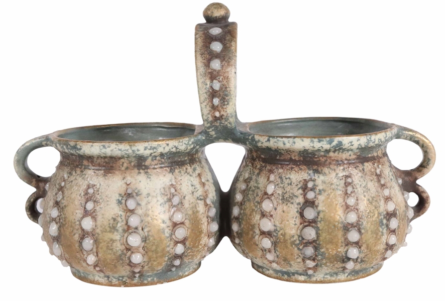 Glazed Earthenware Double-Handled Vase