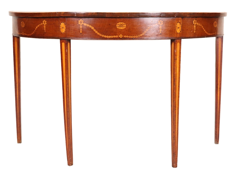 George III Inlaid Demi-Lune Console Table