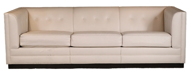 Modern Cream Leather Upholstered Sofa