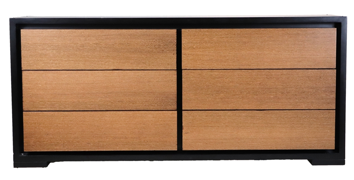 Modern Part-Ebonized Low Chest of Drawers