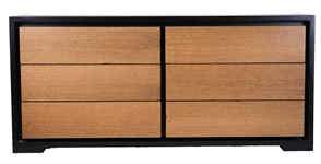 Modern Part-Ebonized Low Chest of Drawers