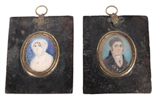 Two Hand Painted Miniature Portraits