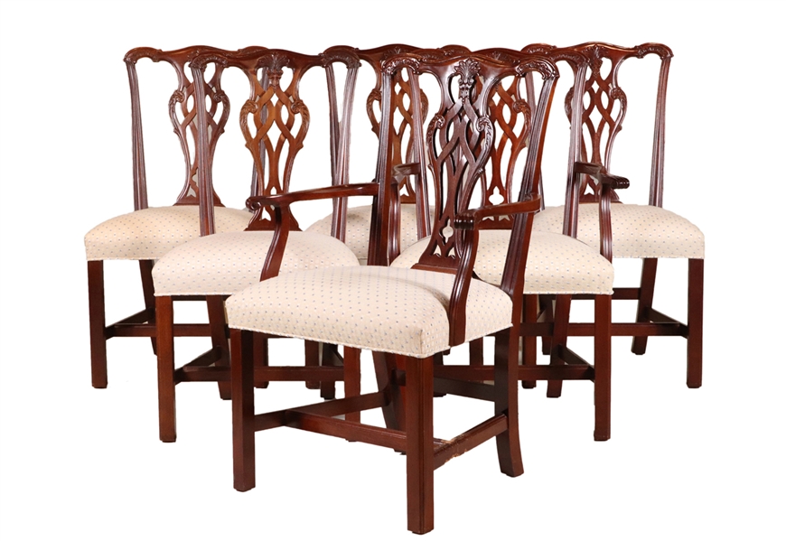 Six Chippendale Style Mahogany Dining Chairs