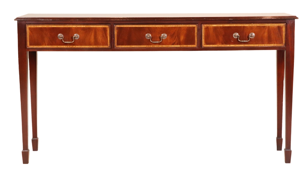 George III Style Inlaid Mahogany Console Table