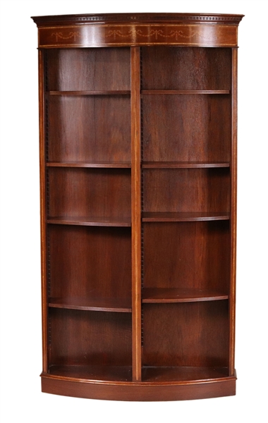 Federal Style Inlaid Mahogany Bowfront Bookcase