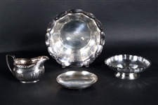 Four Tiffany Sterling Silver Bowls and Creamer